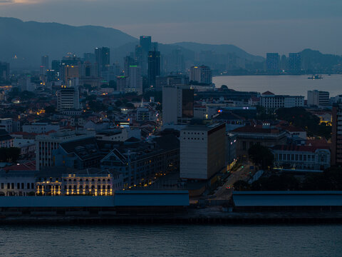 Skyline of George Town, Penang, before sunset in July 2026