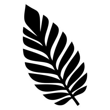 Logo para&iacute;so tropical. Icono con dibujo sencillo de la silueta de la hoja de una palmera o planta tropical 