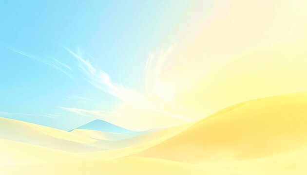 Abstract landscape painting of rolling sand dunes under a bright sky. Soft, blurred, and peaceful