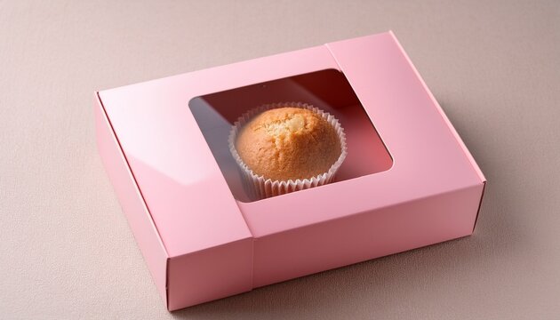 pink cupcake box with window mockup