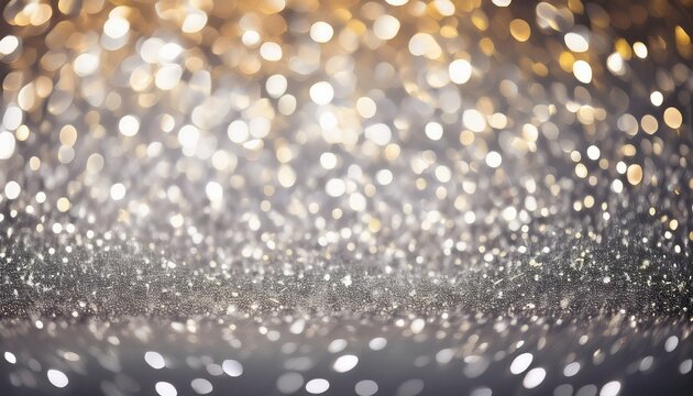 silver sparkles and glitters metalic sequins blurry bokeh of gold rain picture shiny very bright abstract silver background texture