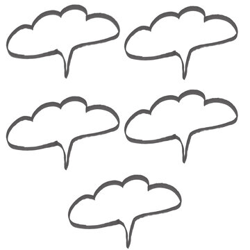 Speech Bubble Doodle Set &ndash; Hand Drawn Cloud Chat Bubble Line Art Vector, Comic Dialogue Drawing.