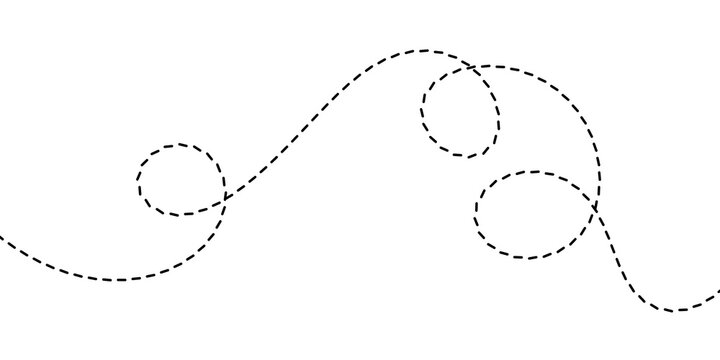 Dashed line path with loops and swirls abstract vector element