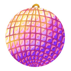 Fototapeta premium Disco Ball Party Clipart Retro Purple Pink Dance Illustration