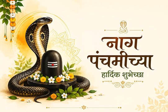 Nag Panchami festival celebration featuring Lord Shiva with sacred cobra around his neck, Hindu devotion, spiritual tradition, temple worship, Indian religious culture, divine blessings background
