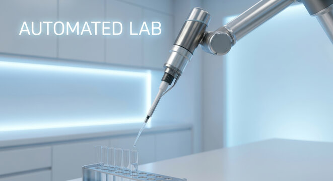 Automated lab robot arm with personalized medicine ai in sterile clinic for sample test