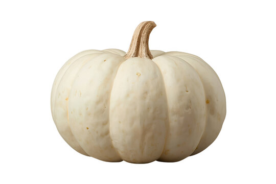 Round speckled white pumpkin with tall brown stem