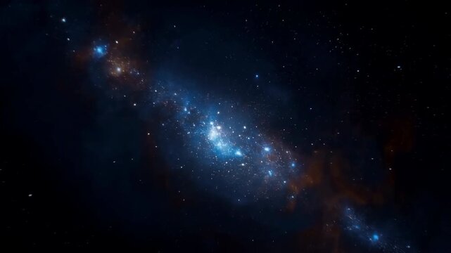 Bright diagonal nebular cluster revealing radiant core with star streaks and glowing dust clouds across deep space, with space, nebula, star, cosmic detail, showing galaxy, cluster, bright, blue