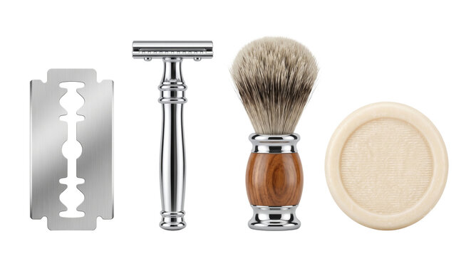 Classic wet shaving kit with razor blade safety razor brush and soap