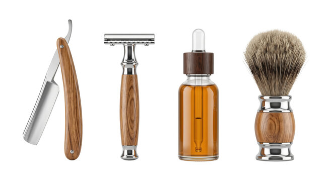 Vintage wet shaving grooming kit with safety razor and oil