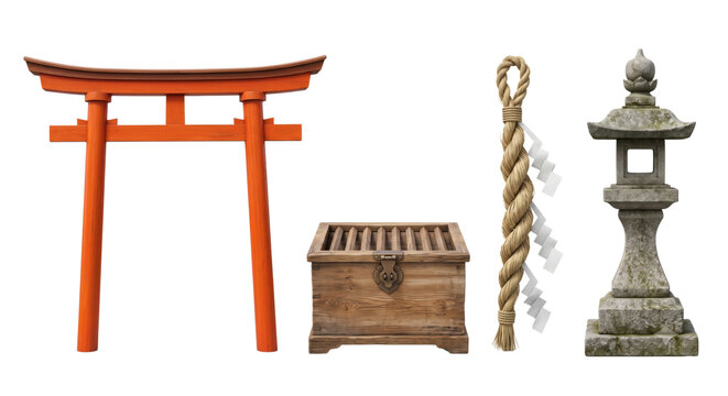 Traditional Japanese Shinto shrine items set