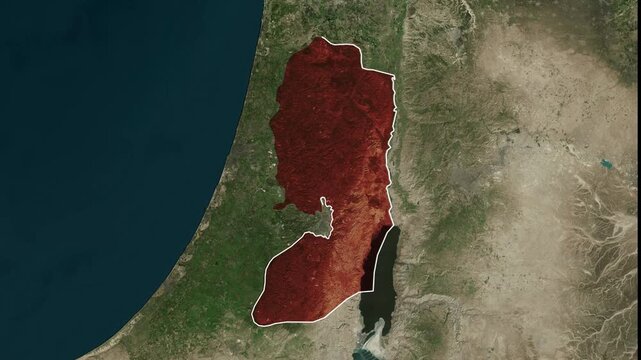 4K Animated West Bank Map on the World Map