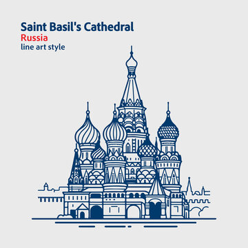 Saint Basil's Cathedral - Line Art Style