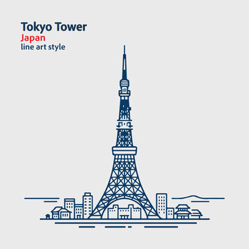 Tokyo Tower - Line Art Style