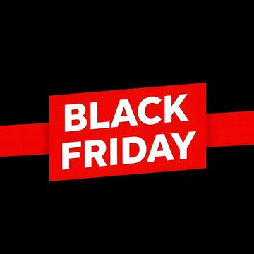 Black Friday sale banner with bold red ribbon. High-impact retail discount promotion for shopping events and e-commerce marketing.