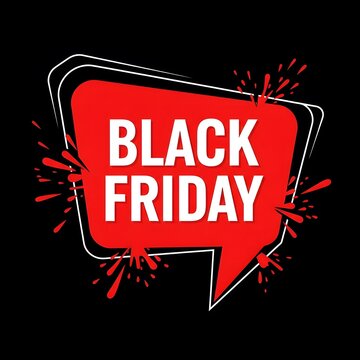 Black Friday sale announcement with explosive burst effect. High-impact promotional speech bubble for retail discounts and shopping events.