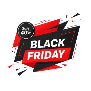 Black Friday sale banner with 40 percent discount offer. Bold retail promotion graphic for e-commerce and advertising campaigns.