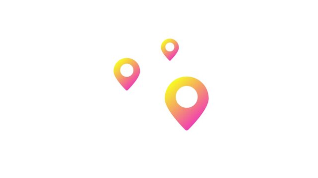 Vibrant gradient map pin icons representing location, navigation, and destination markers on a digital interface or online map applications