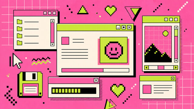 Retro computer interface collage
