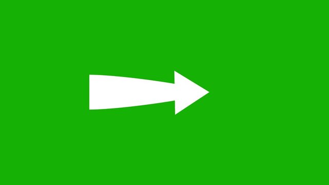 white arrow pointing to side and moving on green screen background loop key remove highlight pointer alpha make transparent flat icon animation