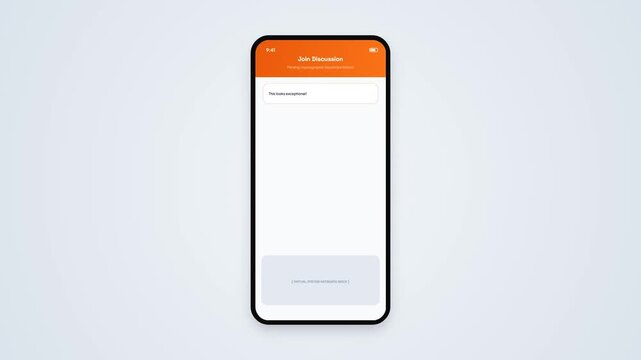 Mobile Text Input Field Interface with Typing Comment Text Animation in Smartphone Display Mockup