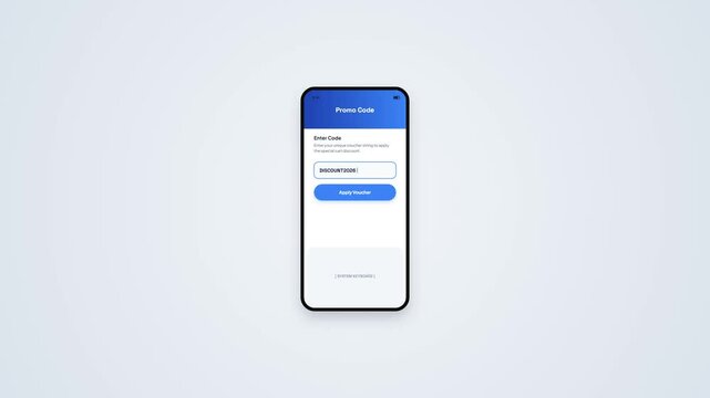 Promo Code Field Entry UI Page Animation with Code Applied Confirmation Success Alert Box on Smartphone Screen