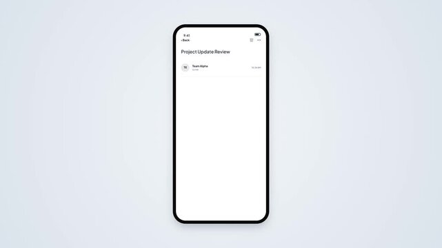 Smartphone Email Inbox Application User Interface Design Animation Opening a Project Update Review Message Thread with Reply and Forward Buttons