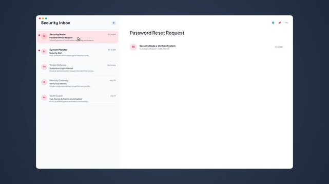 Security Inbox Interface Opening Password Reset Request Email Template UI Motion Animation