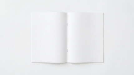 Fototapeta premium Open Blank Booklet with Clean White Pages on White Background