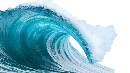 Powerful turquoise ocean wave curling and breaking, isolated on transparent background © Nicolas