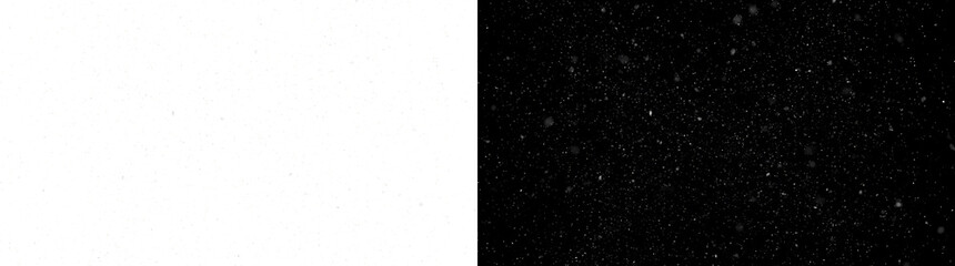 Obraz premium Dust particle texture with scattered white specks and soft bokeh dots creating an atmospheric grain effect for design projects in PNG, Transparent and Black Background Versions