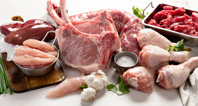Composition with  variety of meat products.