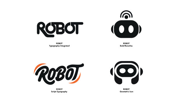 Modern Minimalist Robot Logo Designs Collection