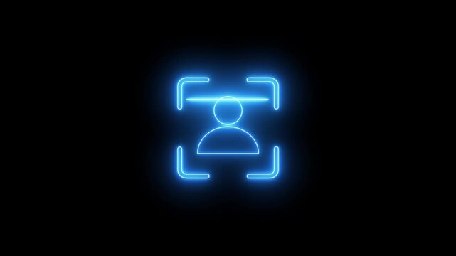 Face ID Verification Loop Animation with Facial Recognition Scanner Symbol Identity verification icon with user profile scanning and recognition concept 4k video