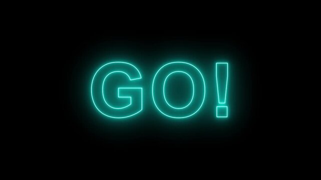 Neon 3 2 1 Go Countdown Animation. Glowing  countdown animation from 3,2,1 to Go on black background Motion graphic concept.