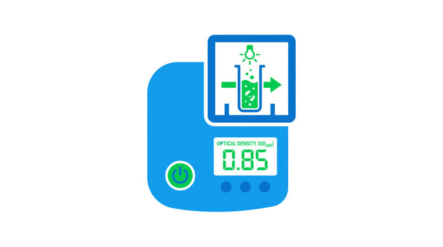 Blue scientific device measuring optical density in a lab