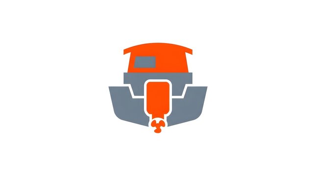 Minimalist boat and outboard motor icon design for maritime, fishing, or nautical business branding