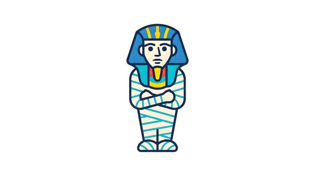 Vector icon illustration of a pharaoh mummy in ancient Egyptian style