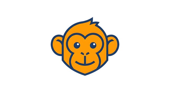 Minimalist orange monkey head icon logo design