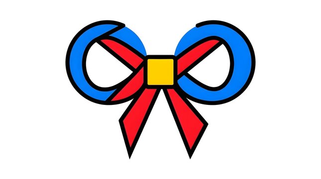 Colorful flat vector icon of a decorative ribbon bow for gifts and celebrations