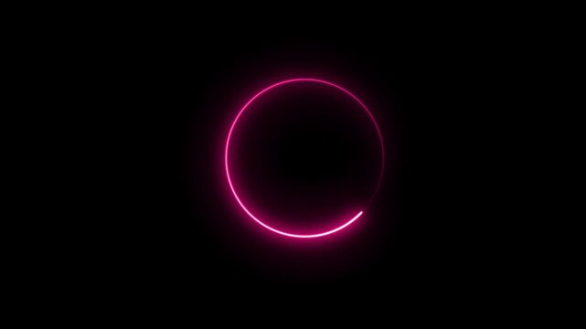Glowing neon circle frame overlay Border looping animation 4k, Round circle picture frame Blue light moving for overlay element.
