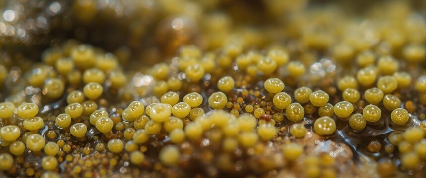 Closeup of Golden Yellow Coral Polyps Underwater with a Soft Focus Hintergrund