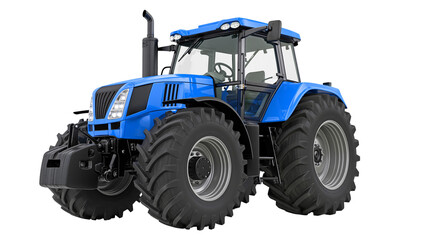 Modern blue tractor with large tires, isolated on transparent background © Nicolas