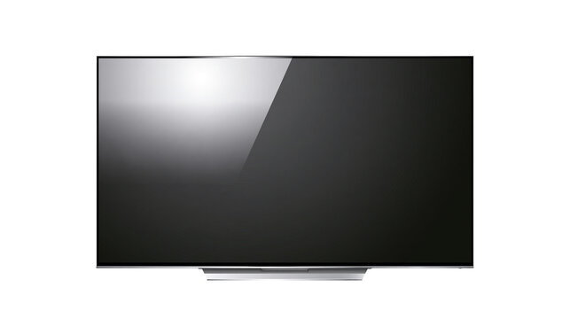 Modern flat screen television with thin bezel, isolated on transparent background