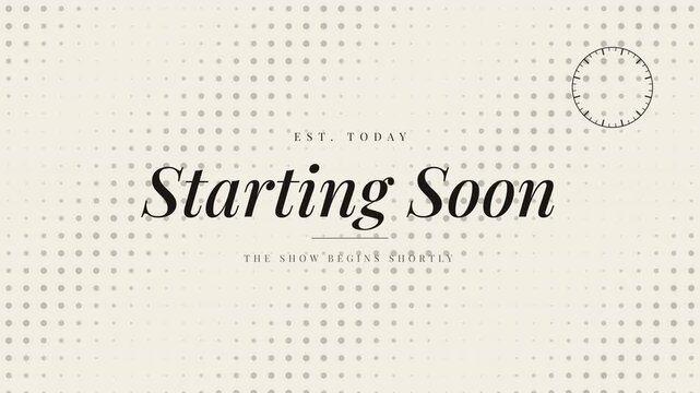 Starting Soon Editorial Print Paper Serif Italic Halftone Dots Vintage Loop 4K