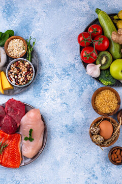 Clean eating balanced protein healthy food.