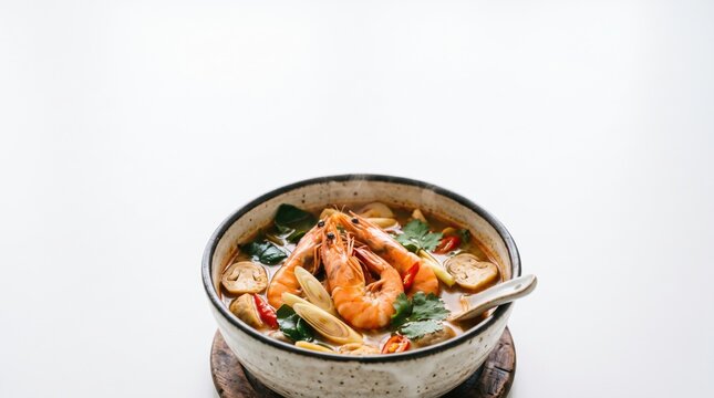 Thai Tom Yum Goong Spicy Shrimp Soup in Bowl