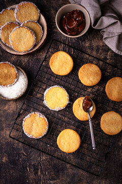 Alfajores, traditional Spanish sandwich cookies