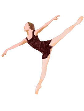 Graceful Ballerina Dancer in Black Leotard Watercolor Illustration for Ballet Dance Performance Clipart Bundle