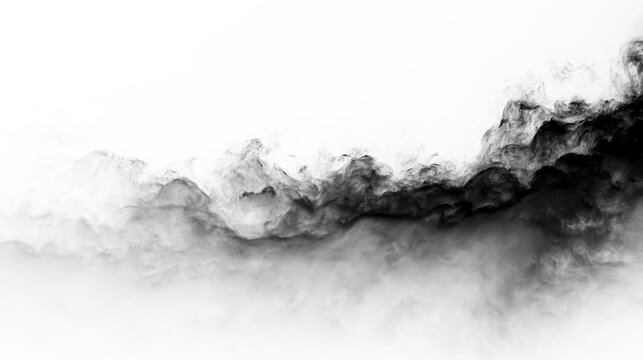Black smoke pattern on transparent background flows across the space and creates visual impact in design projects
